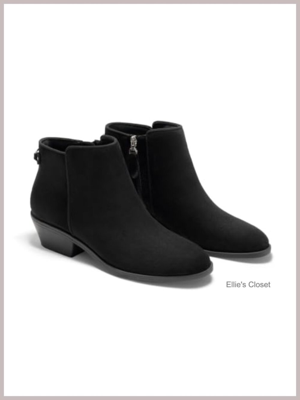 Womens Ankle Boots Chunky Low Heel Side Zipper Faux Suede Dress Booties